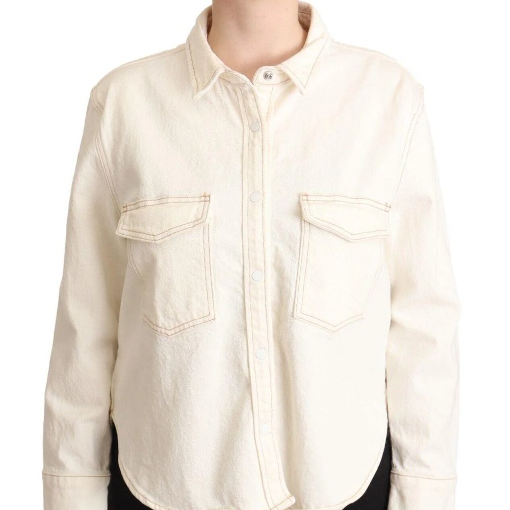 Levi’s White Cotton Collared Long Sleeves Button Down Polo Top